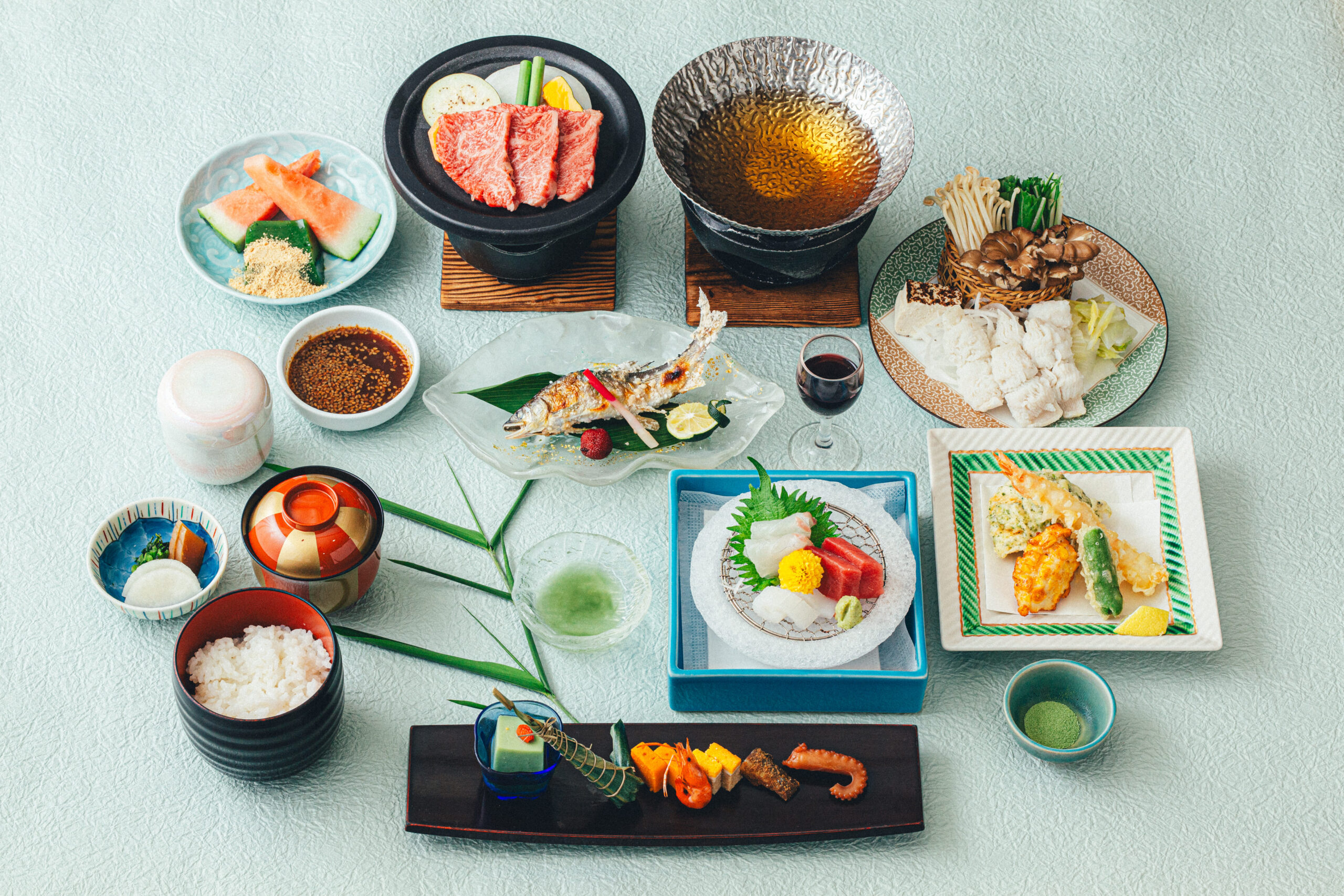 【鱧鮎会席】鱧・鮎・大和牛石板焼付き会席